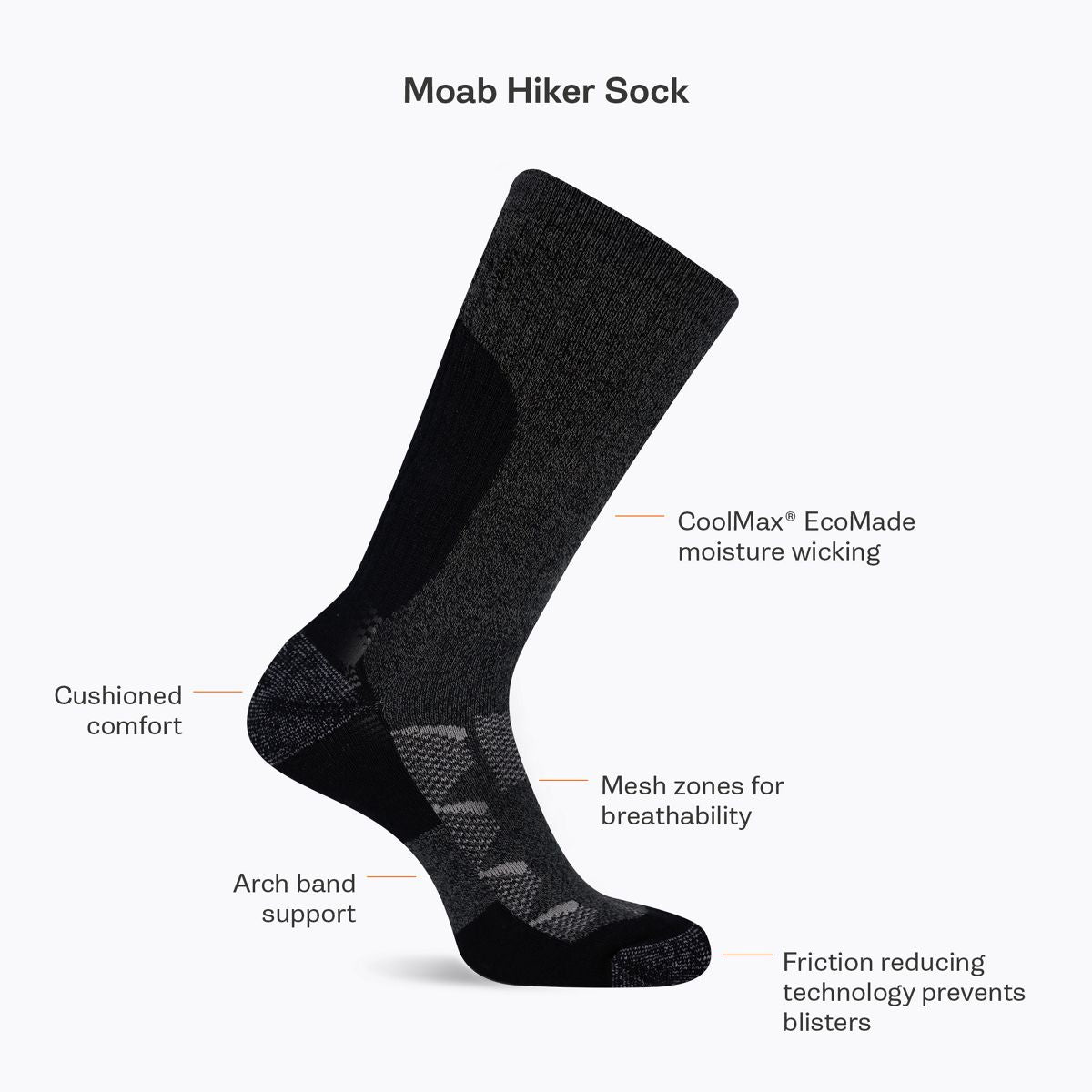 Moab Hiker Crew  Sock - Socks - Merrell For Sale